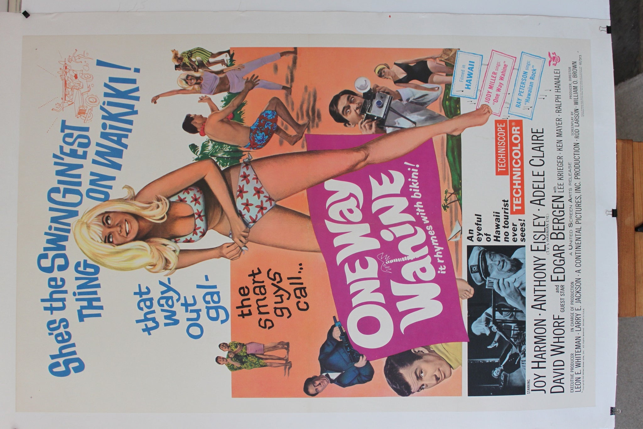 One Way Wahine. Original Linen backed poster. 1965