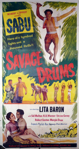 Savage Drums. Original US Three Sheet poster. 1951.