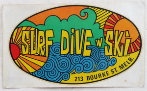 Surf Dive and Ski Decal. c1968.